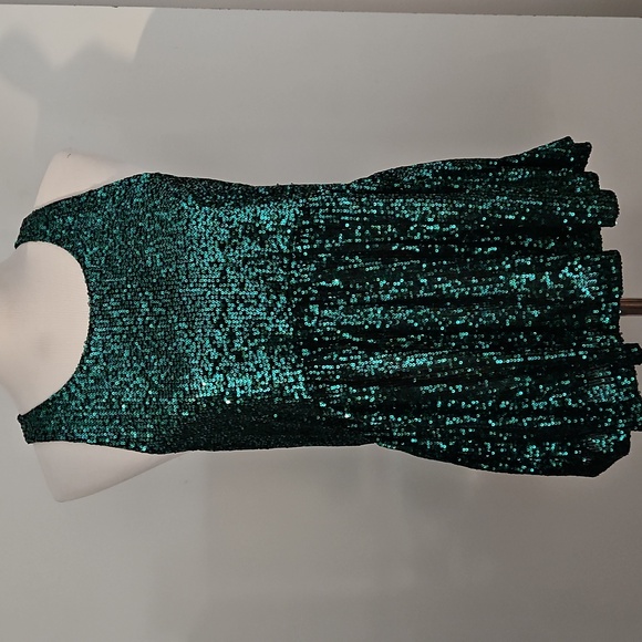 POL green sequin sleeveless Baby Doll tank top smock Small - Picture 5 of 9